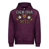 Mauve Wine calm your mits baseball Urban Hoodie - CowhideDigitalArt