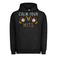 Pigment Black calm your mits baseball Urban Hoodie - CowhideDigitalArt