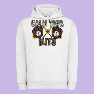 Calm Your Mits Baseball Urban Hoodie Designed By Cowhidedigitalart