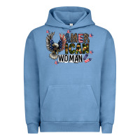 Pigment Pebble Blue american woman Urban Hoodie - CowhideDigitalArt