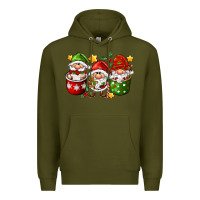 Army Green coffee cup santa gnomies Premium Hoodie - FaDigitalArtStudio