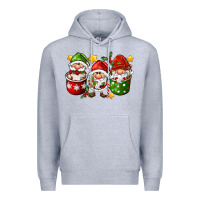 Heather Grey coffee cup santa gnomies Premium Hoodie - FaDigitalArtStudio