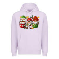 Lilac coffee cup santa gnomies Premium Hoodie - FaDigitalArtStudio