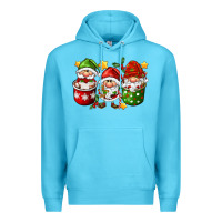 Ocean Blue coffee cup santa gnomies Premium Hoodie - FaDigitalArtStudio