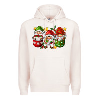 Pale Pink coffee cup santa gnomies Premium Hoodie - FaDigitalArtStudio