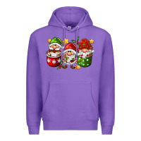 Purple coffee cup santa gnomies Premium Hoodie - FaDigitalArtStudio