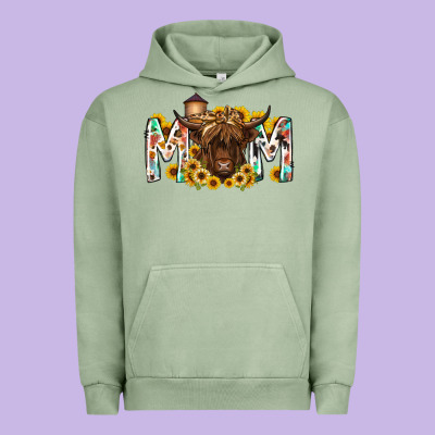 Mom Highland Cow Urban Hoodie Designed By Racoondesign