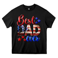Black Best Dad Ever 4th of July Heavy Core Tee - LillyAllenDesigns