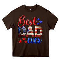 Chocolate Brown Best Dad Ever 4th of July Heavy Core Tee - LillyAllenDesigns