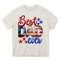 Cream Best Dad Ever 4th of July Heavy Core Tee - LillyAllenDesigns