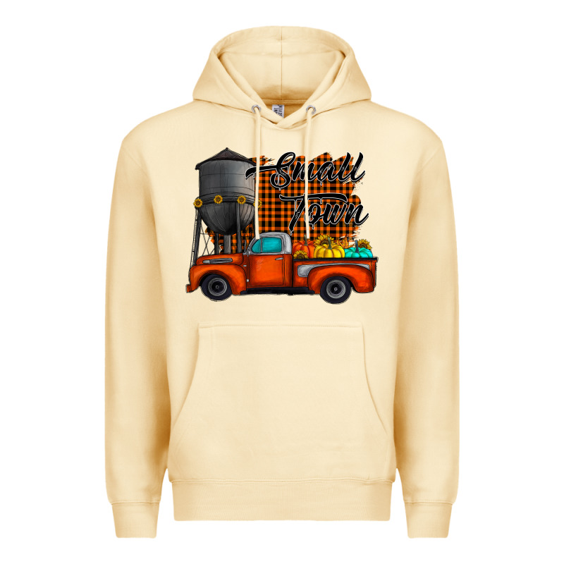 Small Town Fall Premium Hoodie by CowhideDigitalArt | Teevron
