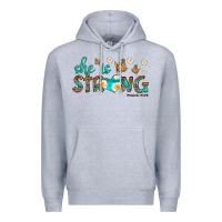 Heather Grey she is strong Premium Hoodie - HRA Design Shop