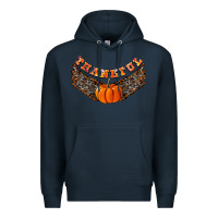 Navy Thankful Premium Hoodie - CowhideDigitalArt