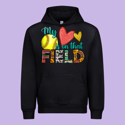 My Heart Is On That Field Softball Urban Hoodie Designed By Hra Design Shop