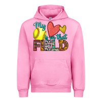 Fuchsia Pink my heart is on that field softball Urban Hoodie - HRA Design Shop