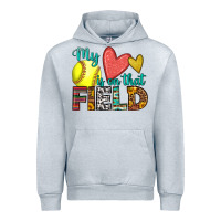 Heather Grey my heart is on that field softball Urban Hoodie - HRA Design Shop