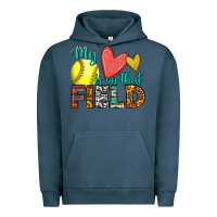Pigment Midnight Navy my heart is on that field softball Urban Hoodie - HRA Design Shop