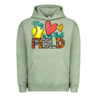 Pigment Oil Green my heart is on that field softball Urban Hoodie - HRA Design Shop