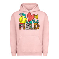 Pigment Salmon my heart is on that field softball Urban Hoodie - HRA Design Shop