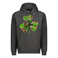 Charcoal Heather Cowhide leopard shamrock 4th of july Premium Hoodie - Neo Western