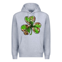 Heather Grey Cowhide leopard shamrock 4th of july Premium Hoodie - Neo Western