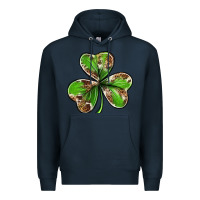 Navy Cowhide leopard shamrock 4th of july Premium Hoodie - Neo Western