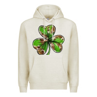 Oatmeal Heather Cowhide leopard shamrock 4th of july Premium Hoodie - Neo Western