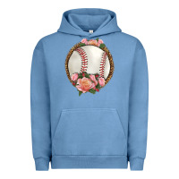 Pigment Pebble Blue western baseball with roses Urban Hoodie - HRA Design Shop