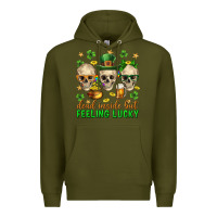 Army Green Dead inside but feeling lucky st. patricks day Premium Hoodie - Neo Western