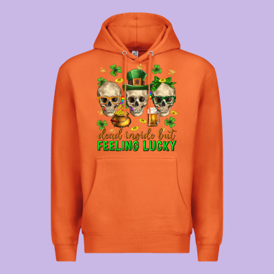 Dead Inside But Feeling Lucky St. Patricks Day Premium Hoodie Designed By Neo Western