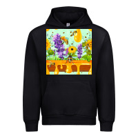 Black honeydrip bee lavender daisy sunflower seamless pa Urban Hoodie - FaDigitalArtStudio