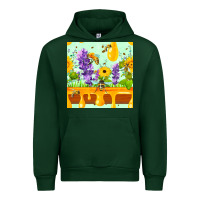 Forest Green honeydrip bee lavender daisy sunflower seamless pa Urban Hoodie - FaDigitalArtStudio