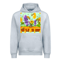 Heather Grey honeydrip bee lavender daisy sunflower seamless pa Urban Hoodie - FaDigitalArtStudio