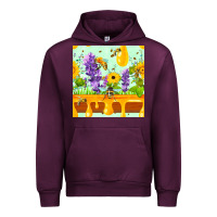 Mauve Wine honeydrip bee lavender daisy sunflower seamless pa Urban Hoodie - FaDigitalArtStudio