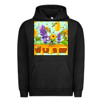 Pigment Black honeydrip bee lavender daisy sunflower seamless pa Urban Hoodie - FaDigitalArtStudio
