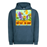 Pigment Midnight Navy honeydrip bee lavender daisy sunflower seamless pa Urban Hoodie - FaDigitalArtStudio