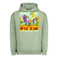 Pigment Oil Green honeydrip bee lavender daisy sunflower seamless pa Urban Hoodie - FaDigitalArtStudio