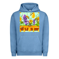 Pigment Pebble Blue honeydrip bee lavender daisy sunflower seamless pa Urban Hoodie - FaDigitalArtStudio
