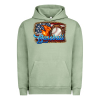 Pigment Oil Green western american flag baseball Urban Hoodie - HRA Design Shop