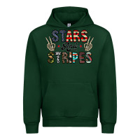 Forest Green stars and stripes Urban Hoodie - CowhideDigitalArt