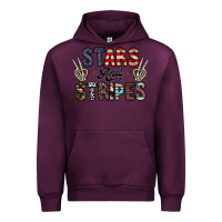 Mauve Wine stars and stripes Urban Hoodie - CowhideDigitalArt