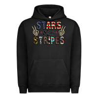 Pigment Black stars and stripes Urban Hoodie - CowhideDigitalArt