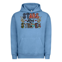 Pigment Pebble Blue stars and stripes Urban Hoodie - CowhideDigitalArt
