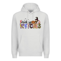 Dove Grey Drink Up Witches Premium Hoodie - CowhideDigitalArt