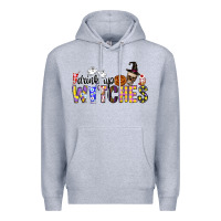Heather Grey Drink Up Witches Premium Hoodie - CowhideDigitalArt