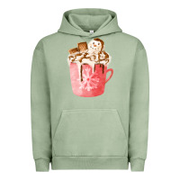Pigment Oil Green hotcocoa with snowman  fa element Urban Hoodie - FaDigitalArtStudio