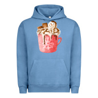 Pigment Pebble Blue hotcocoa with snowman  fa element Urban Hoodie - FaDigitalArtStudio