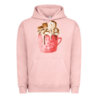 Pigment Salmon hotcocoa with snowman  fa element Urban Hoodie - FaDigitalArtStudio