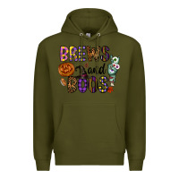 Army Green Brews And Boos Premium Hoodie - CowhideDigitalArt