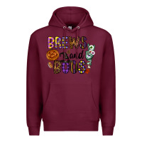 Burgundy Brews And Boos Premium Hoodie - CowhideDigitalArt